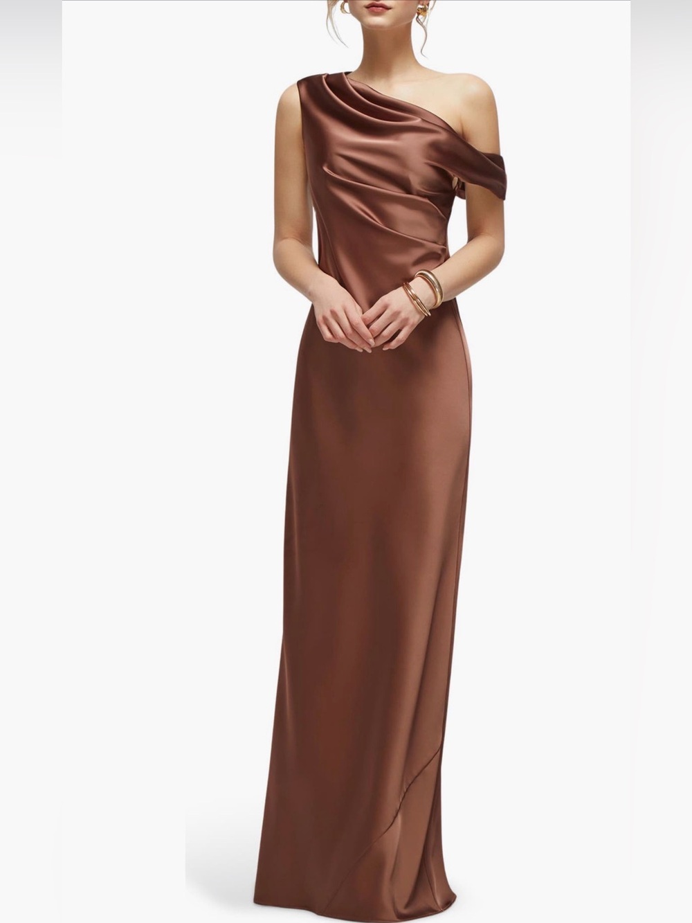 After Six One Shoulder Satin Charmeuse Gown M NWOT